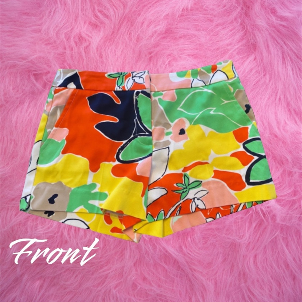 Trina Turk Multicolor Floral Print High-Waist Shorts
